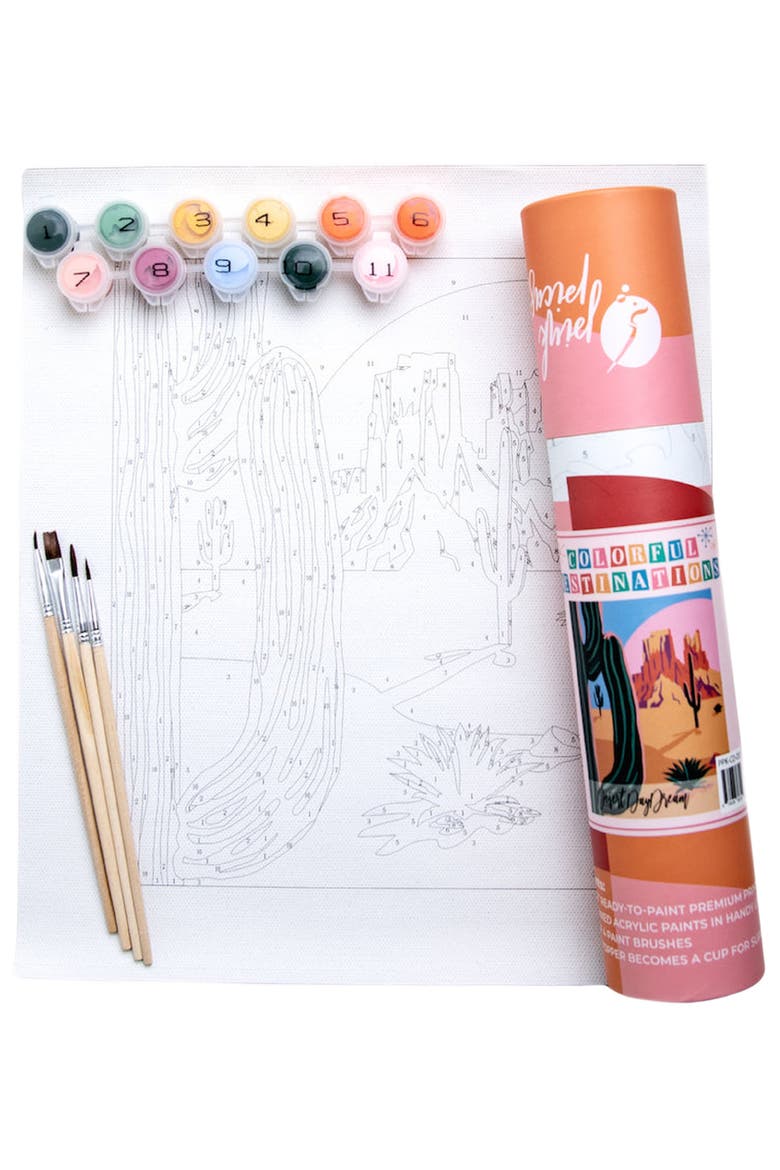 Desert Daydream Paint-by-Numbers Kit, Main, color, Orange / Green