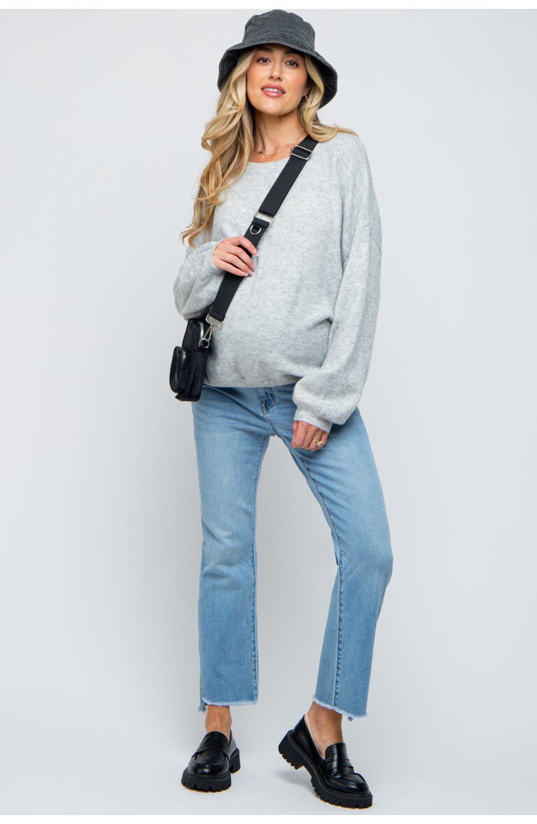 PinkBlush Raw Edge Crop Maternity Jeans, Alternate, color, Light Blue