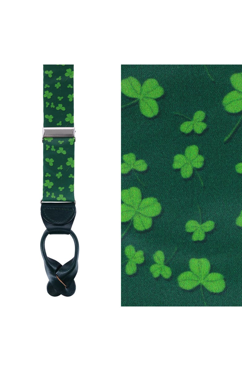 Trafalgar Green Shamrock Silk Button End Brace, Main, color, Green