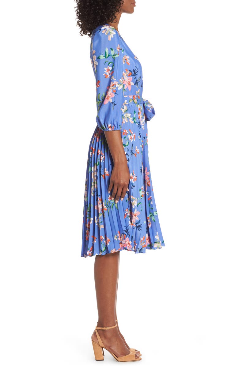 Eliza J Pleated Faux Wrap Dress, Alternate, color, 