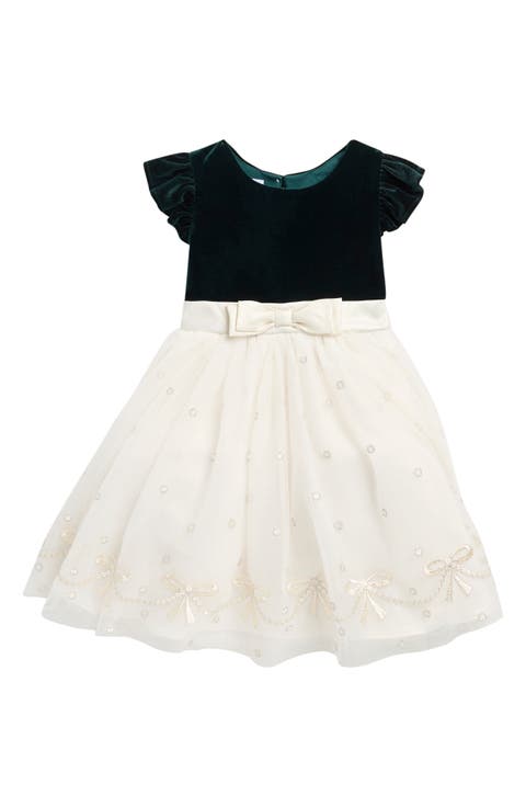 Kids' Stretch Velvet Party Dress