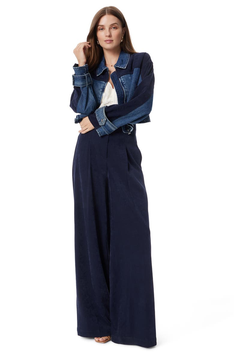 Sam Edelman Mesa Crop Denim Moto Jacket, Alternate, color, 