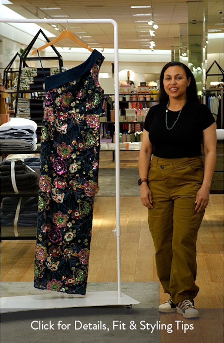 Sawyer Beaded Sequin One-Shoulder Gown, sales video thumbnail