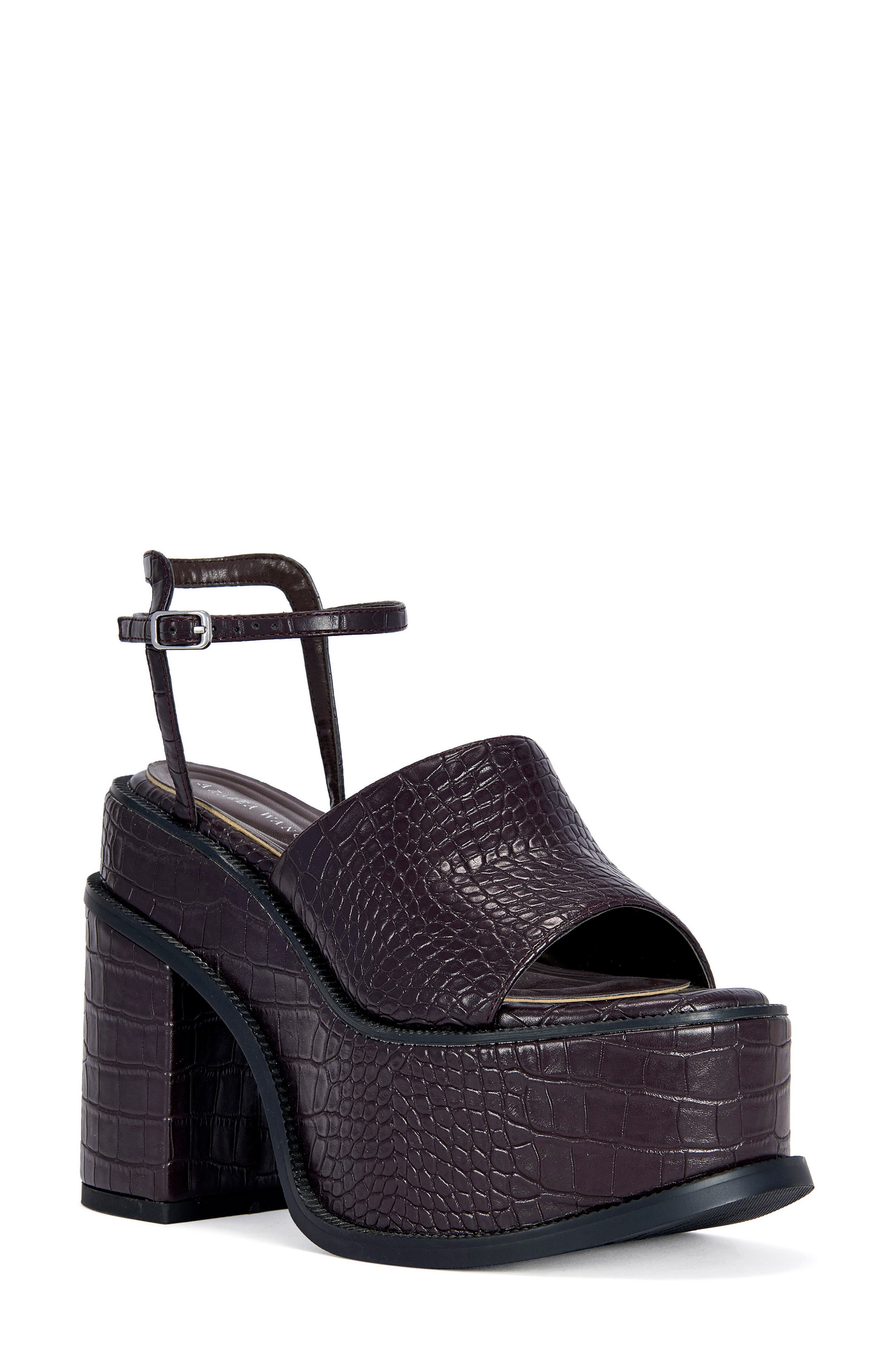 Anthelmine Croc Embossed Platform Sandal, Main, color, ESPRESSO