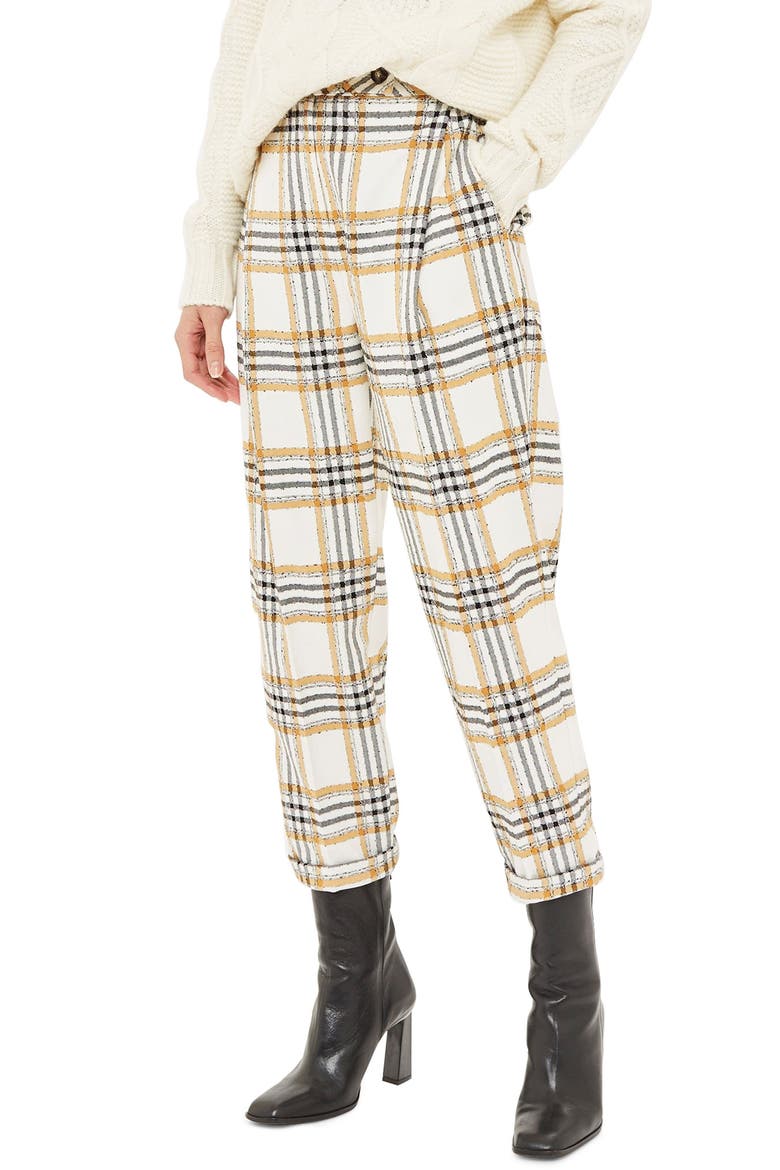 Three Button Tapered Trousers, Main, color, MUSTARD MULTI
