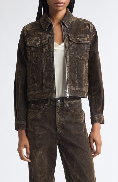 Nicole Flocked Denim Jacket