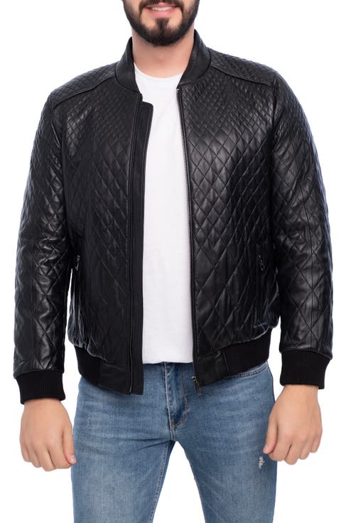 Quilted Leather Bomber Jacket