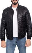 VELLAPAIS Quilted Leather Bomber Jacket