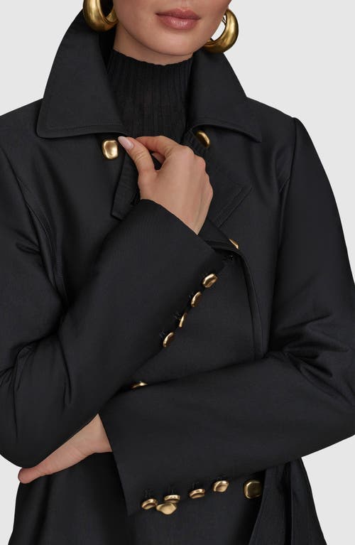 Donna Karan New York Water Resistant Skirted Cotton Blend Trench Coat In Blue