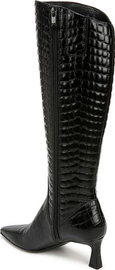 Deesha Pointed Toe Knee High Kitten Heel Boot