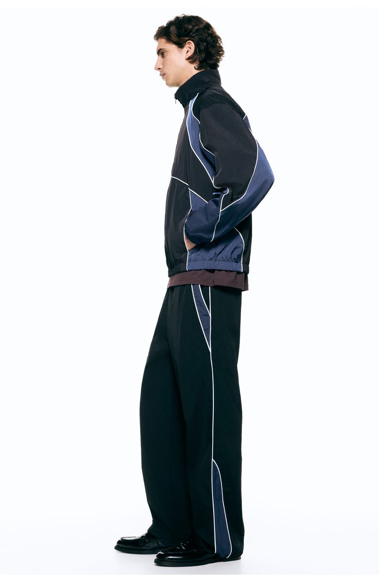 H&M Loose Fit Nylon Track Pants, Alternate, color, Black/Panels