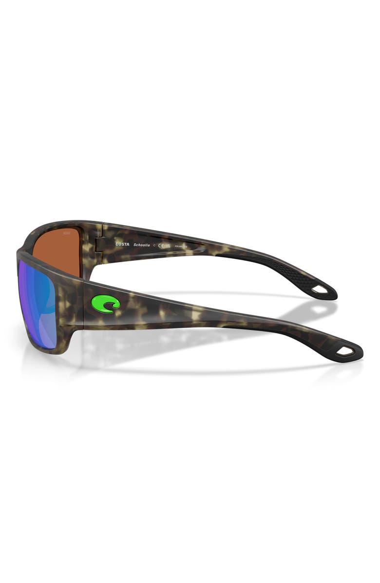 Costa Del Mar Schoolie 56mm Polarized Rectangular Sunglasses, Alternate, color, Matte Wetlands / Green 580P