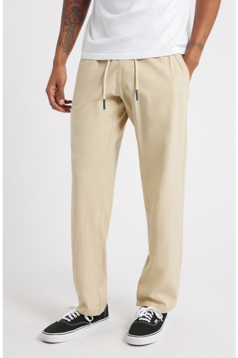 Regular Fit Linen & Cotton Drawstring Pants, Main, color, BEIGE