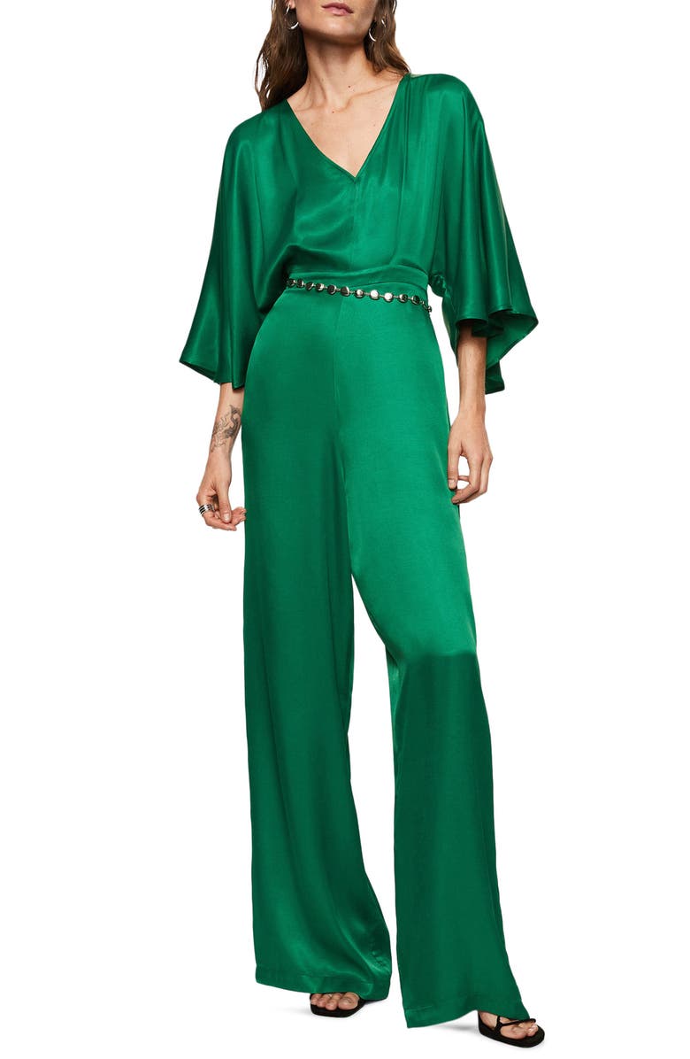 MANGO Wide Leg Satin Jumpsuit, Main, color,