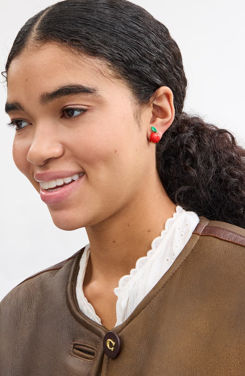 COACH Apple Huggie Hoop Earrings, Alternate, color, 