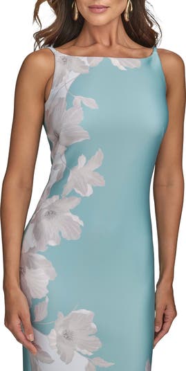 Floral Print Scuba Knit Sheath Dress