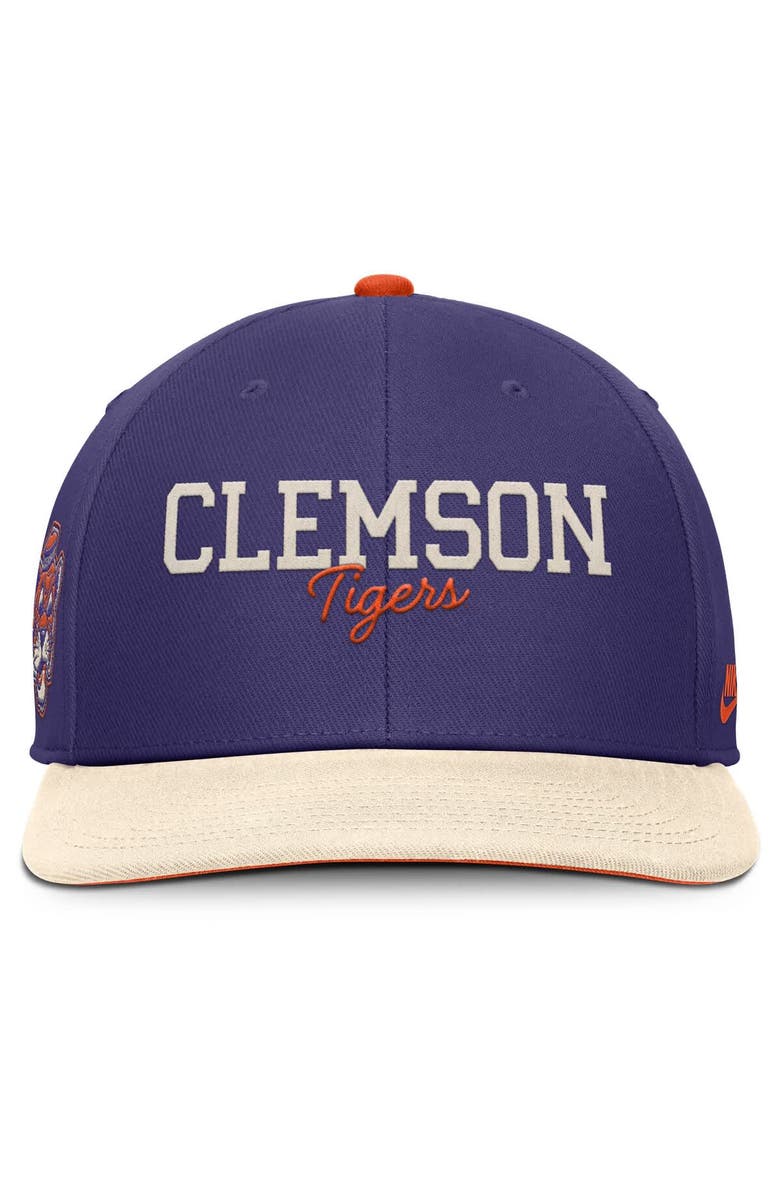 Nike Men's Nike Purple/Cream Clemson Tigers Pro Legacy Script Snapback Hat, Alternate, color, Purple