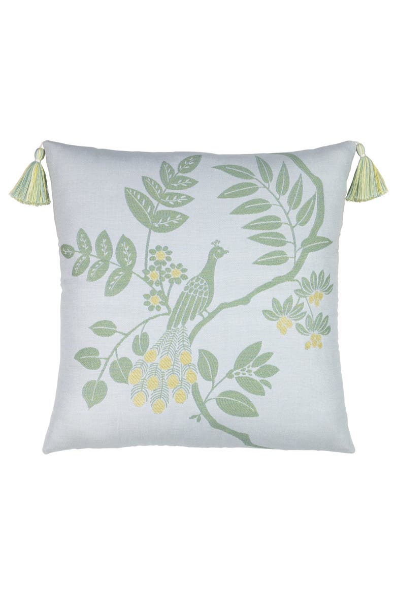 Plume Spring Jacquard Indoor & Outdoor Woven Accent Pillow with Tassels, Main, color, Spring