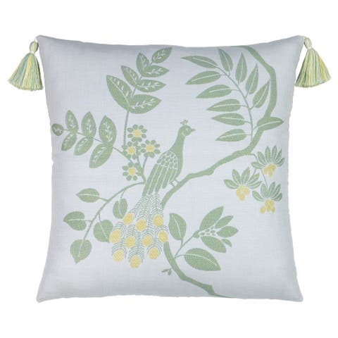 Plume Spring Jacquard Indoor & Outdoor Woven Accent Pillow with Tassels