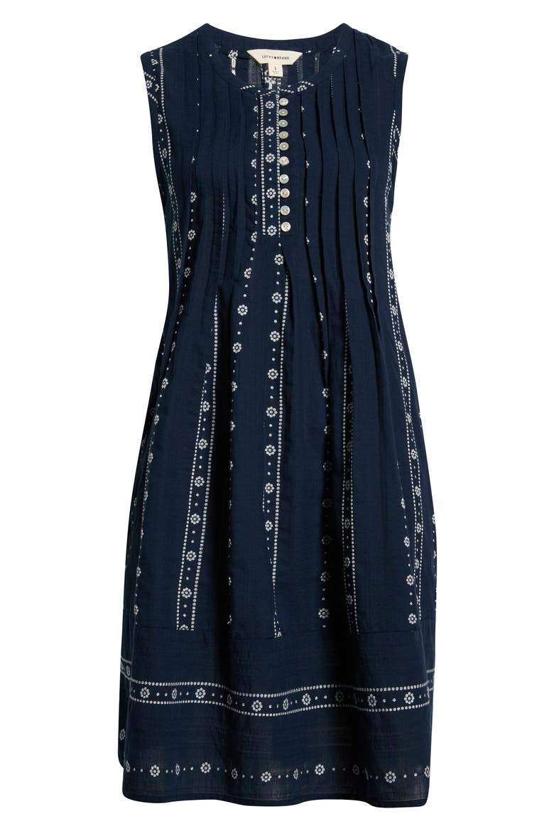 Sleeveless Embroidered Pintuck Dress, Alternate, color, OMBRE BLUE