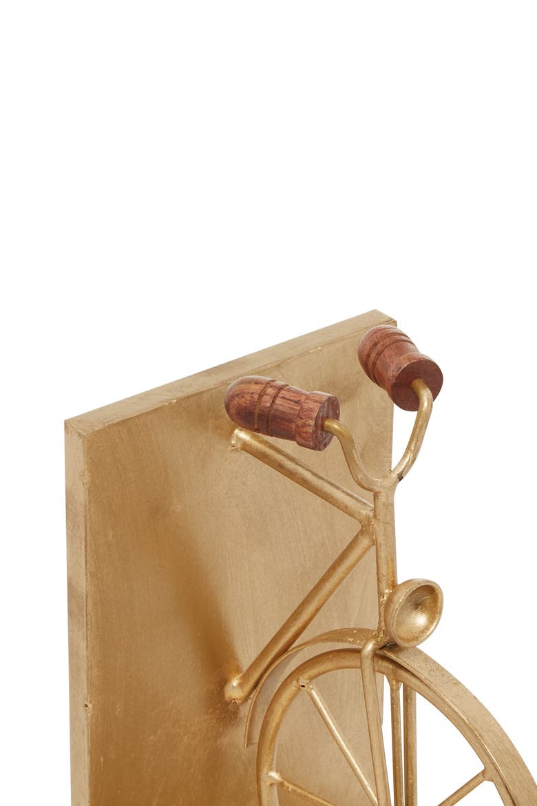 Gold Metal Bike Bookends with Wood Accents - Set of 2, Alternate, color, GOLD