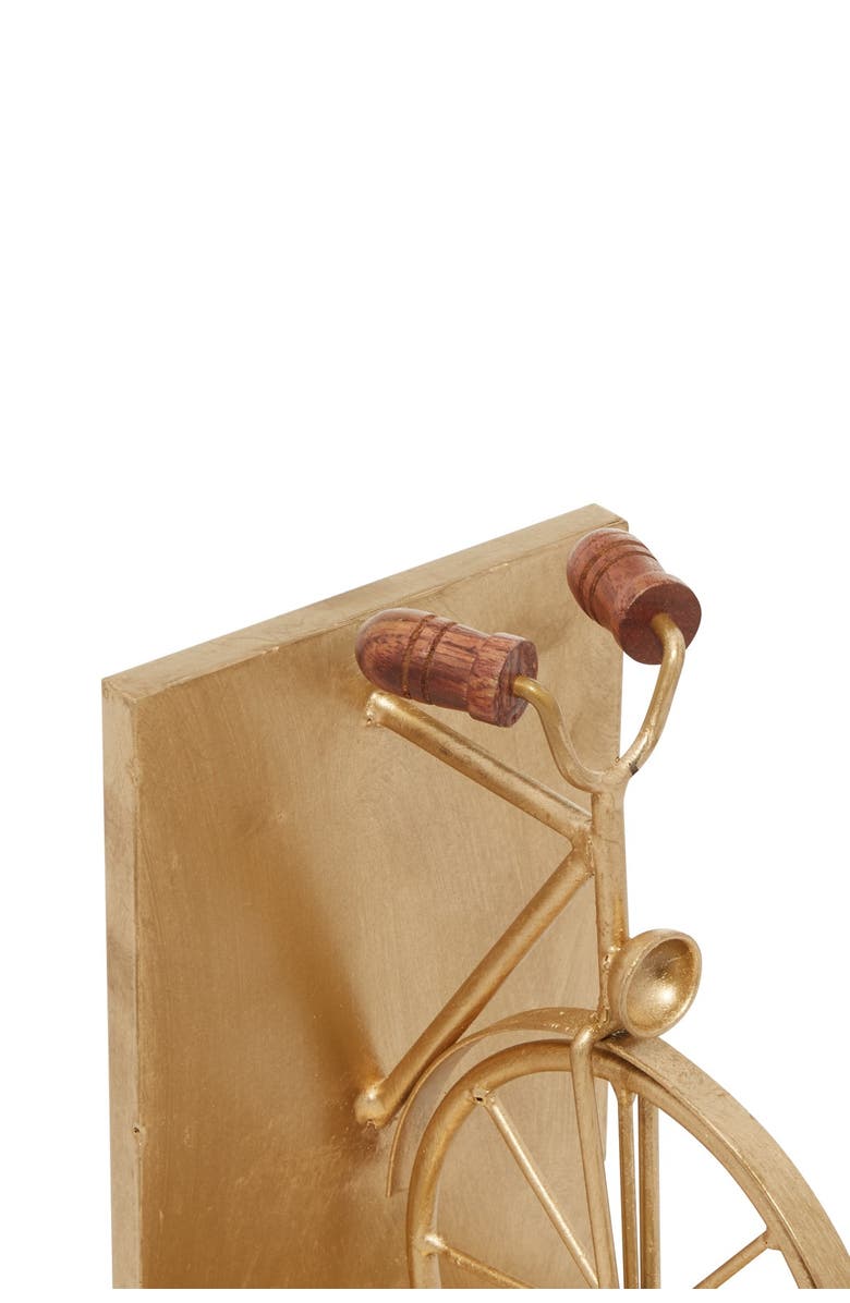 VIVIAN LUNE HOME Gold Metal Bike Bookends with Wood Accents - Set of 2, Alternate, color, 