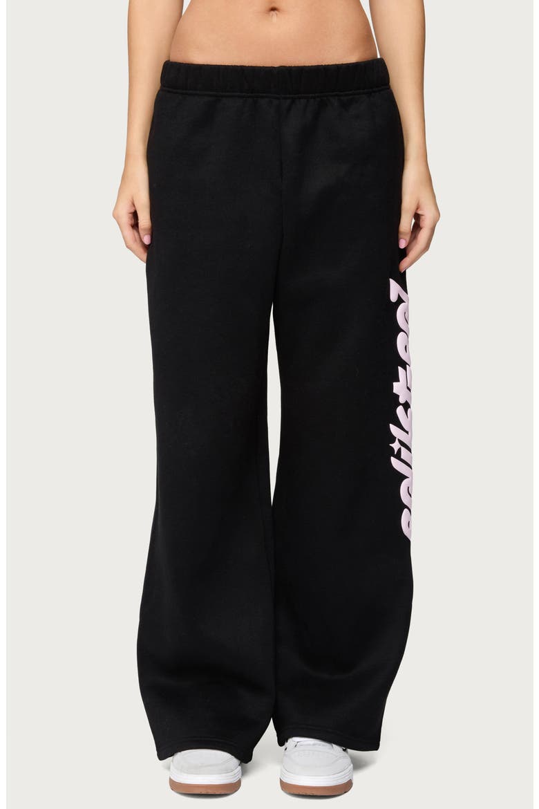 Star Logo Wide Leg Sweatpants, Main, color, BLACK
