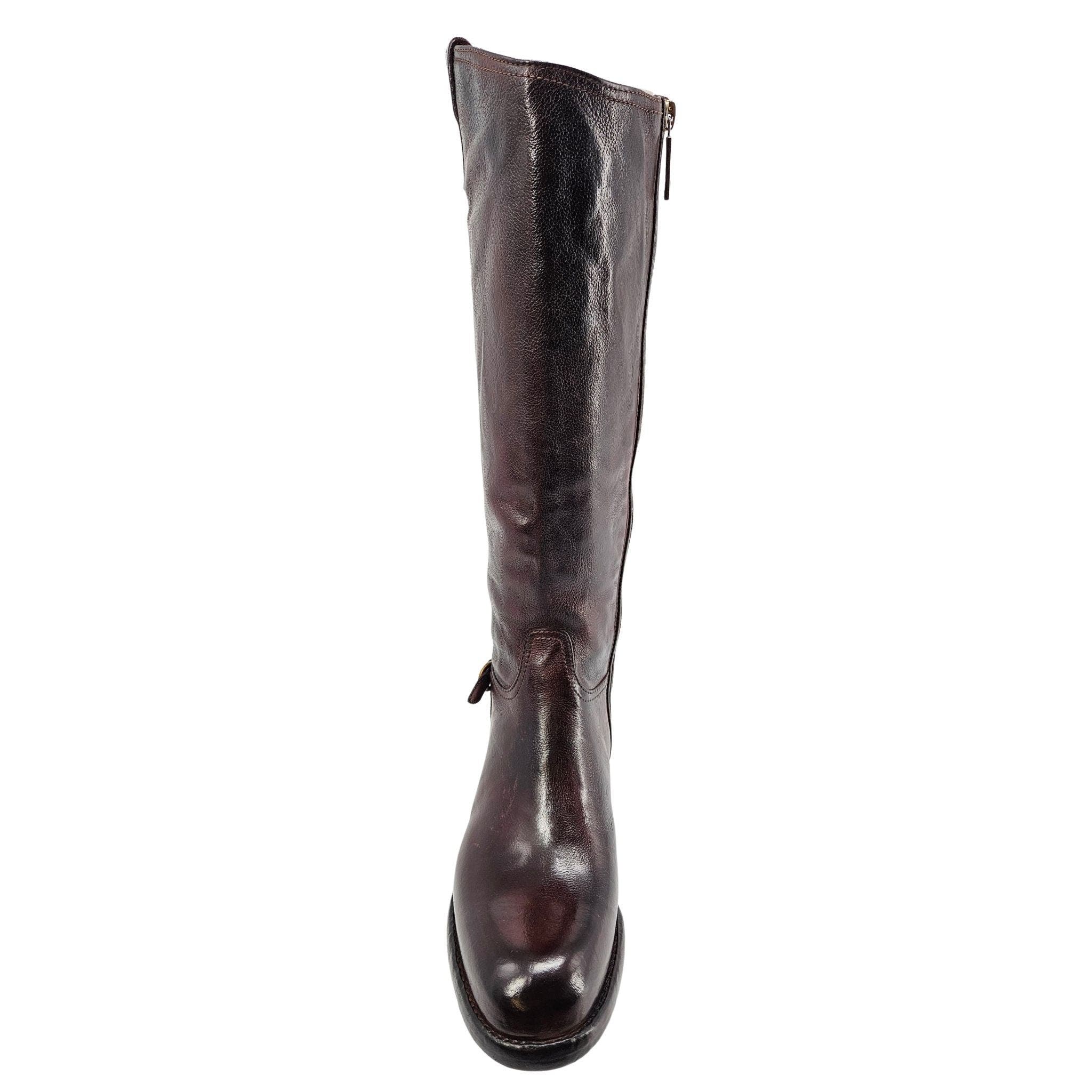 Leather Side Zip Knee High Boot, Alternate, color, Brown