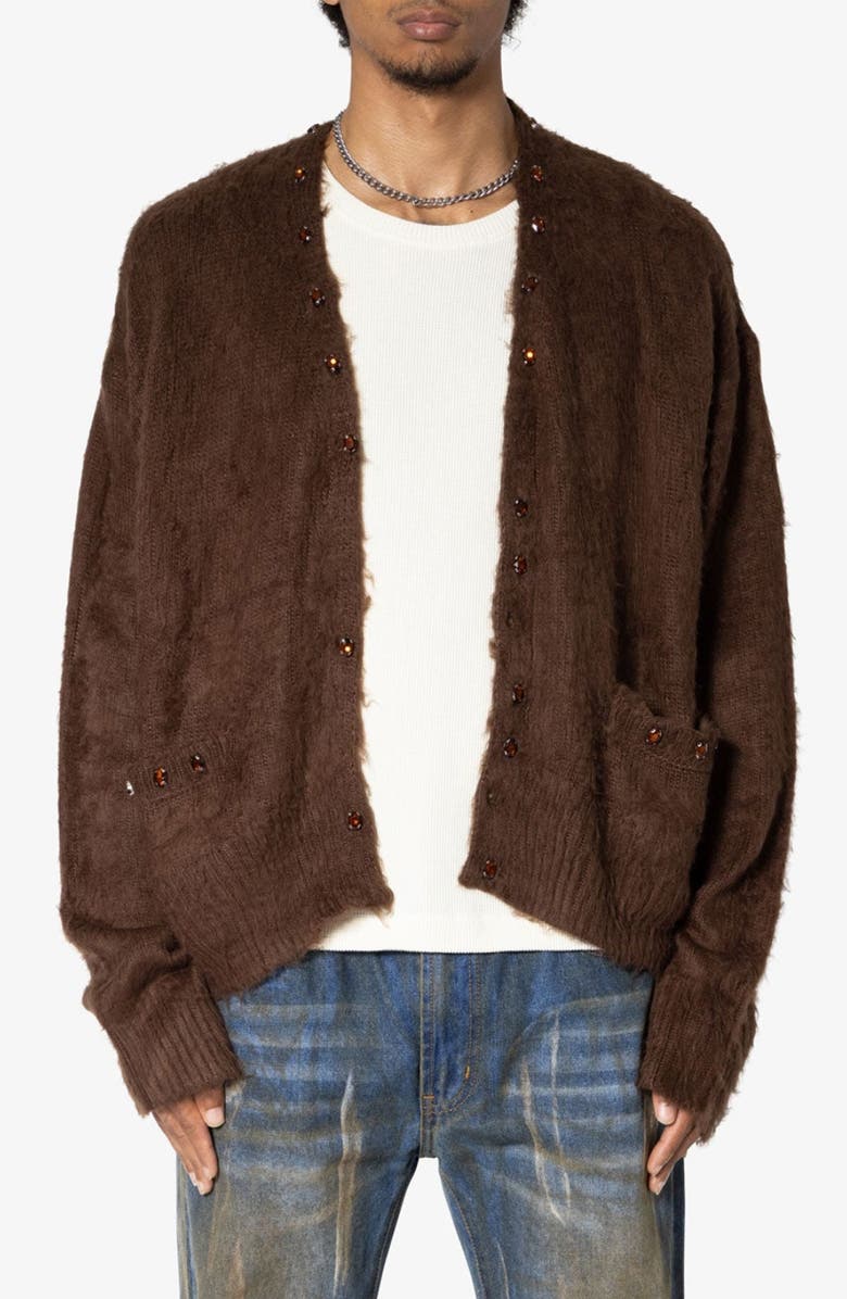 mnml Faux Gem Accent Cardigan, Main, color, 