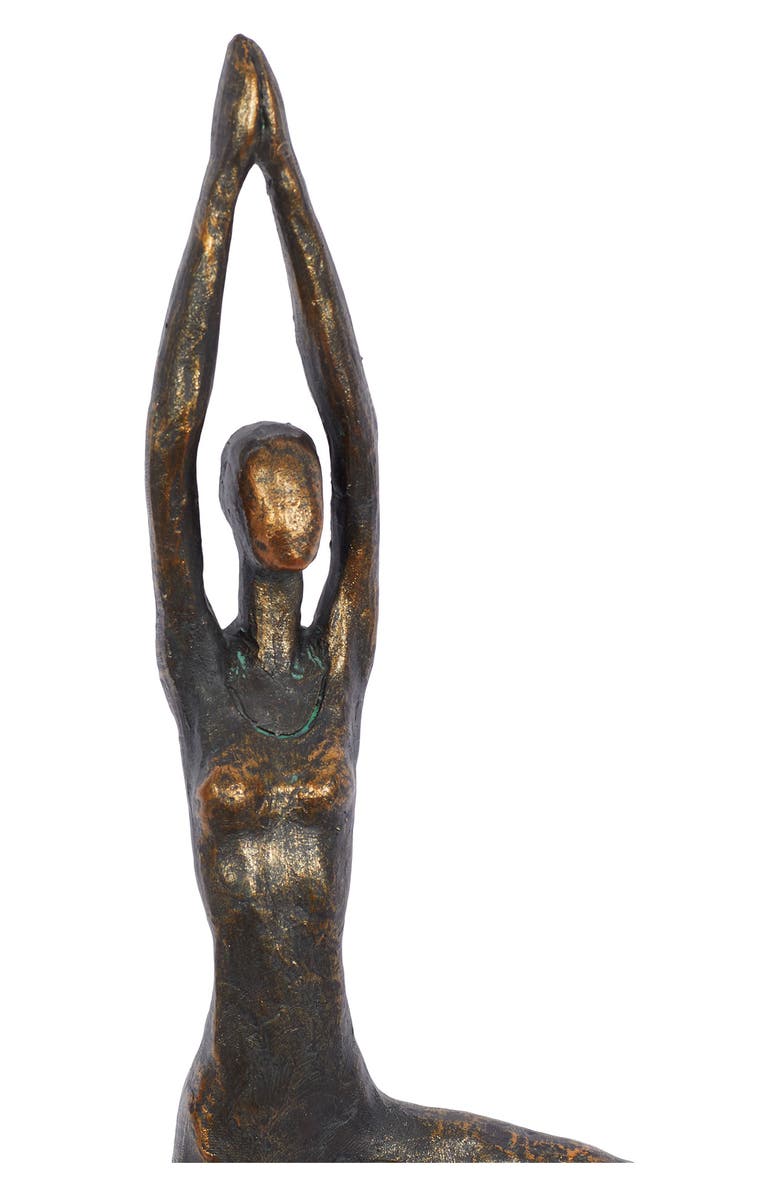 WILLOW ROW Brass Polystone Modern Yoga Sculpture, Alternate, color, 