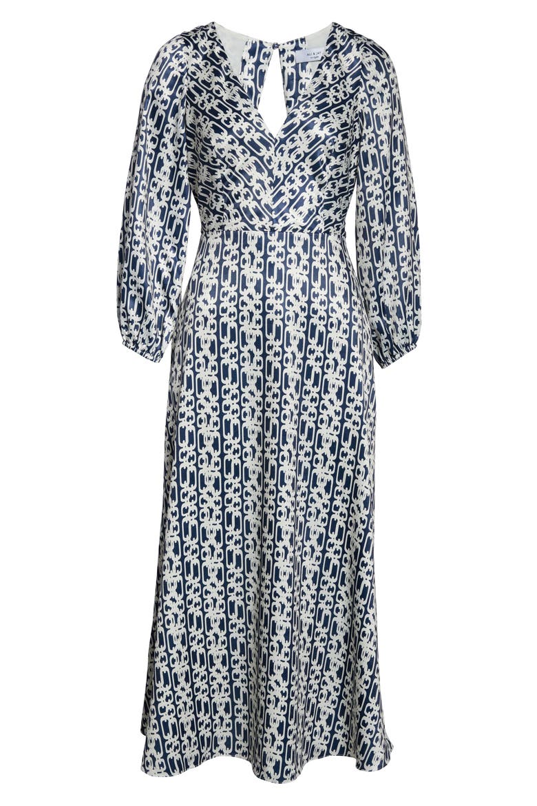 New Horizons Satin Midi Dress, Alternate, color, PRINT