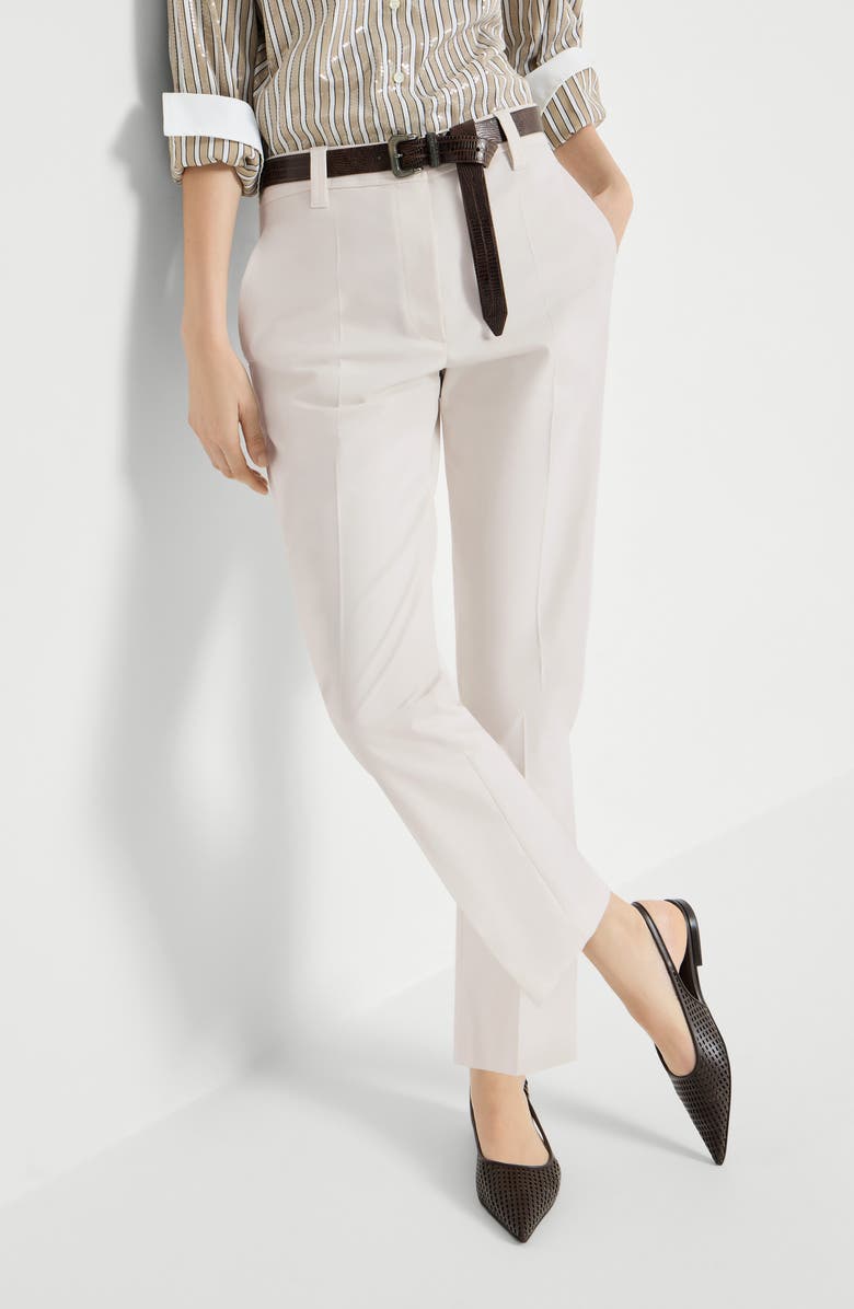 Brunello Cucinelli Cigarette trousers, Alternate, color, Oat