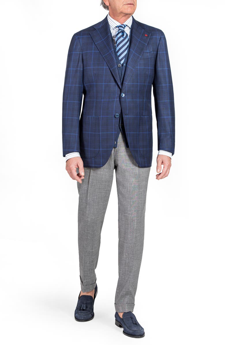 ISAIA Slim Fit Windowpane Check Wool Blazer, Alternate, color,