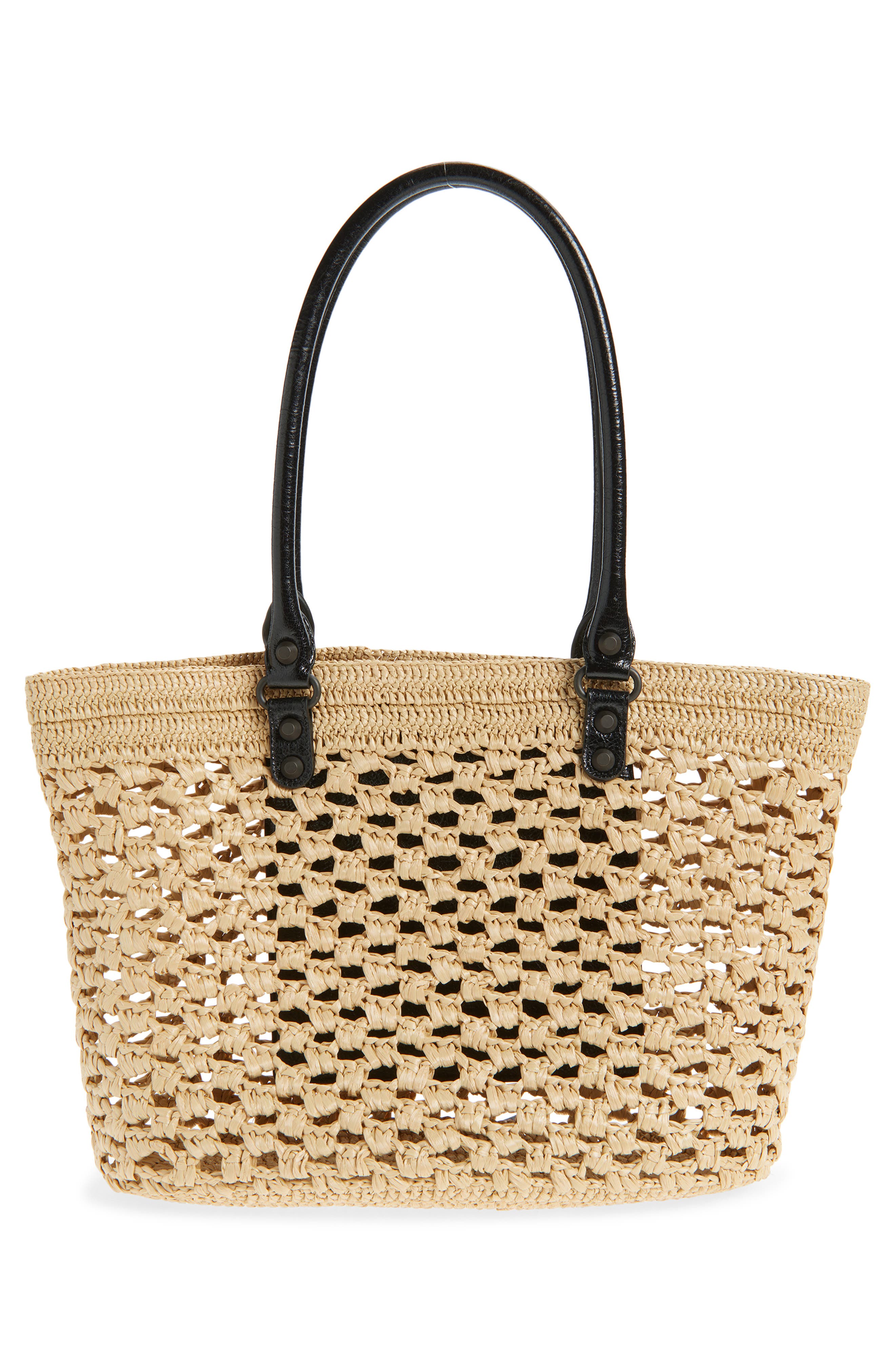 Balenciaga Medium Le City Basket Shoulder Bag, Alternate, color, Natural/ Black