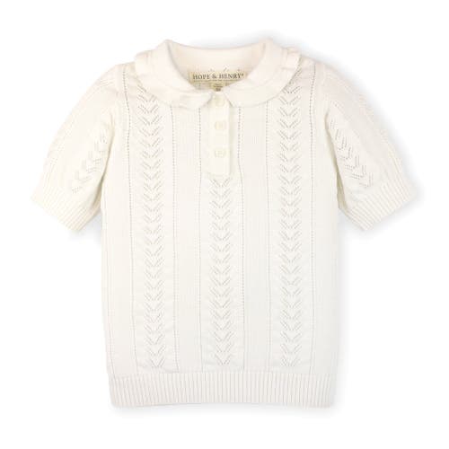Shop Hope & Henry Girls' Peter Pan Collar Sweater Polo, Kids In Soft White Pointelle