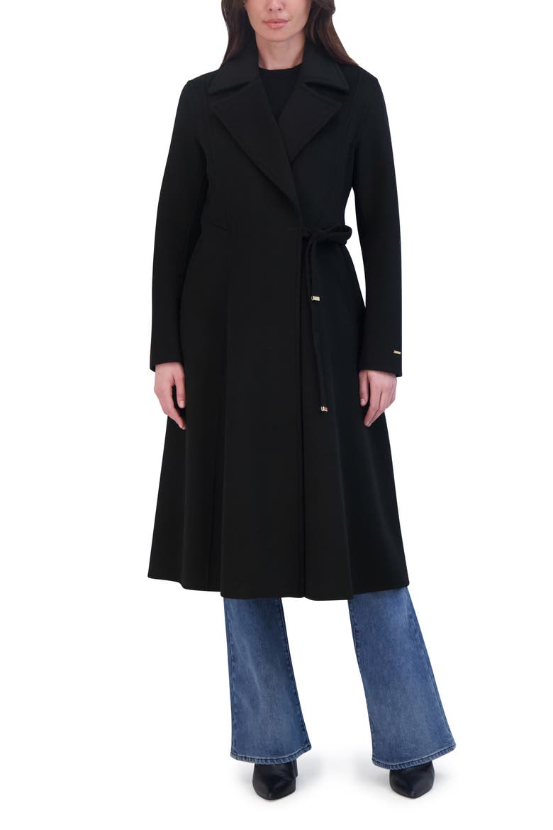 Shay Wool Blend Wrap Coat, Alternate, color, BLACK