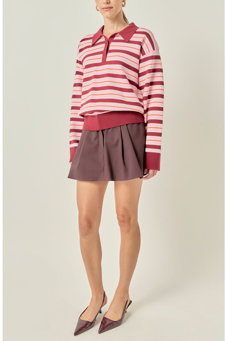 Striped Polo Sweater, Alternate, color, BURGUNDY MULTI