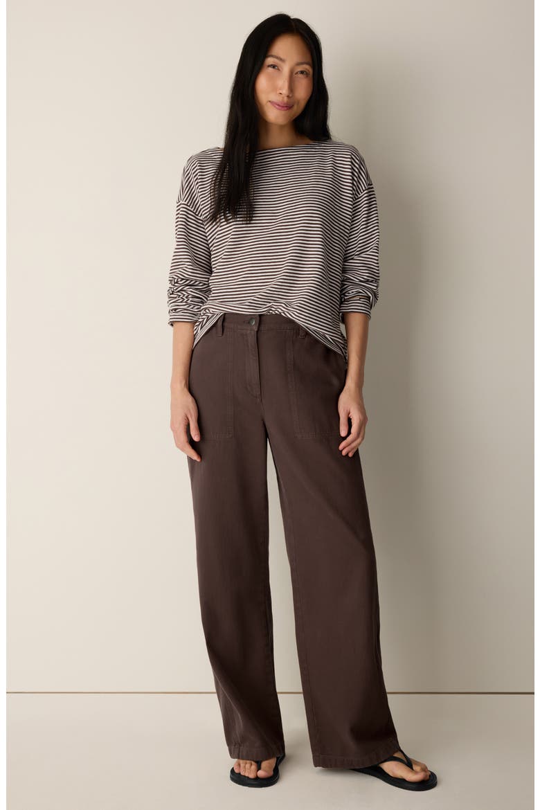 High Waist Wide Leg Organic Cotton Pants, Alternate, color, TRUFFLE