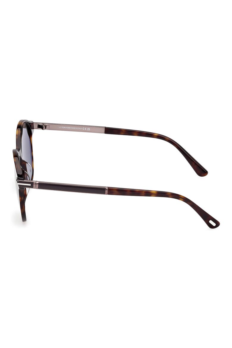 52mm Round Sunglasses, Alternate, color, DARK HAVANA / GREEN