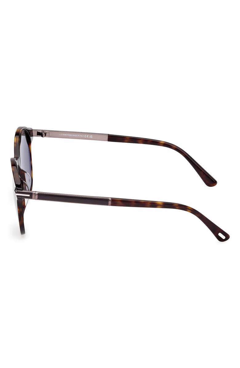 TOM FORD 52mm Round Sunglasses, Alternate, color, Dark Havana / Green