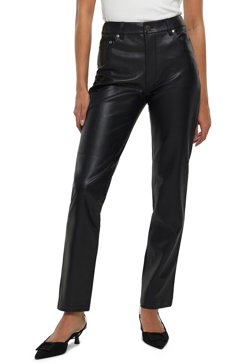 River Island Faux Leather Straight Leg Pants, Main, color,