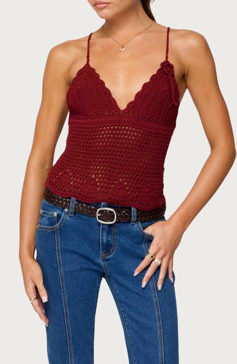 Delila V-Neck Crochet Top