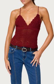 EDIKTED Delila V-Neck Crochet Top