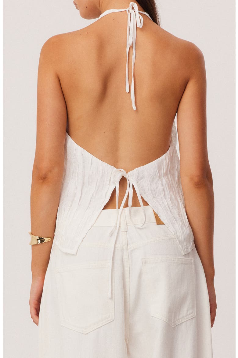Brandi Crinkle Halter Top, Alternate, color, WHITE