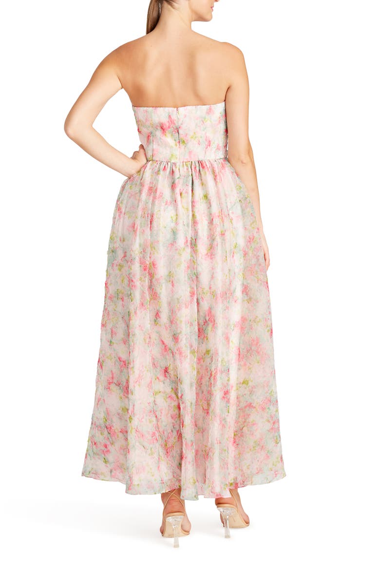 Floral Strapless Organza A-Line Gown, Alternate, color, BABYS BREATH BOUQUET