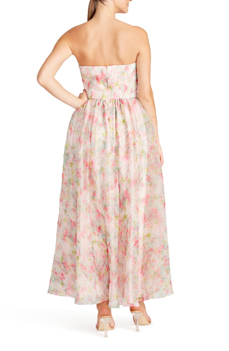 ML Monique Lhuillier Floral Strapless Organza A-Line Gown, Alternate, color,