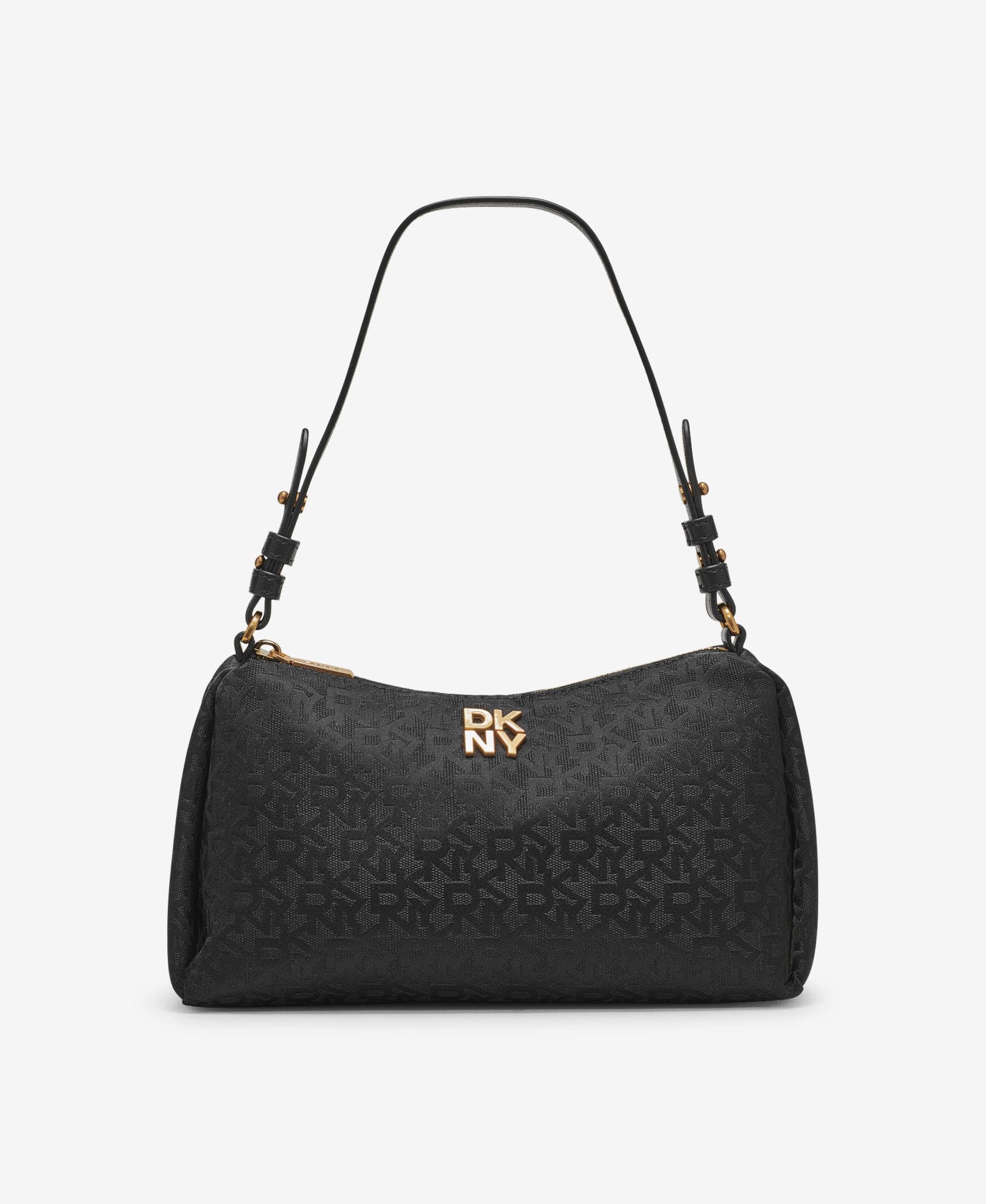 DKNY Remy Top-Zip Shoulder, Main, color, Jet Black/Black