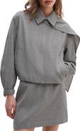 rag & bone Krista Windowpane Check Wool Jacket with Attached Scarf