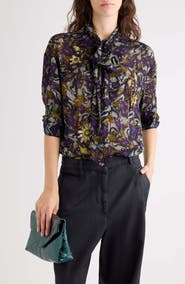 Dries Van Noten Calma Embellished Georgette Blouse