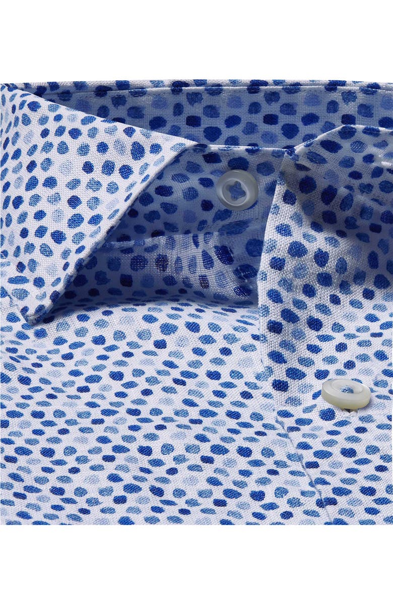 David Donahue Print Linen & Cotton Short Sleeve Button-Up Shirt, Alternate, color,